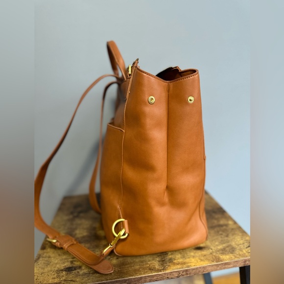 Fawn Design Brown Faux Leather Backpack Set with Gold Accents. - Picture 4 of 13